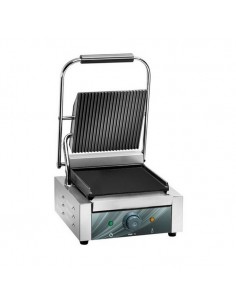 Piastra elettrica in ghisa piano rigato e coperchio rigato cm 22,5 x 23