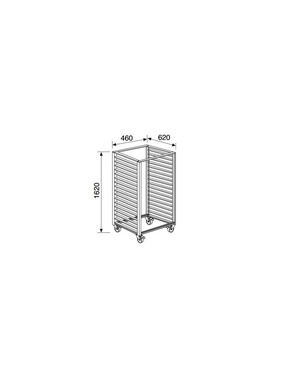 Dimensiones del carro de bandejas de horno cm 60 x 40