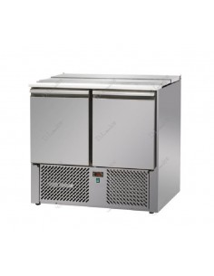 Saladette refrigerada 2 puertas GN 1/1 con encimera de polietileno y tapa inox - cm 90 x 70 x 88 h