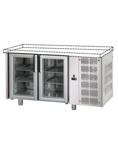 Refrigerated table - N. 2 Glass doors - Floorless - cm 142 x 70 x 80/87 h