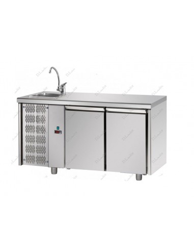 Refrigerated table - Lavello - N. 2 Doors - Motor sx - cm 142 x 70 x 115/120 h