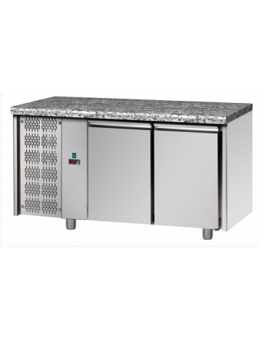 Tavolo refrigerato - N. 2 Porte - Piano granito - Motore sx - cm 143 x 70 x 85/92 h