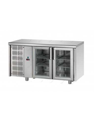 Tabla refrigerada - N. 2 puertas de vidrio - motor izquierdo - cm 142 x 70 x 85/92 h