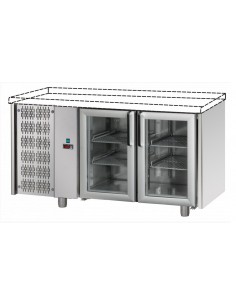 Tavolo refrigerato - Senza piano - N. 2 Porte vetro -...