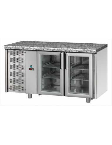 Tabla refrigerada - N. 2 Puertas de vidrio - Motor a la izquierda - cm 143 x 70 x 85/92 h