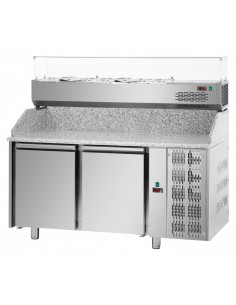 Mostrador para pizza 2 puertas - Vitrina - cm 161 x 80 x 149/156 h