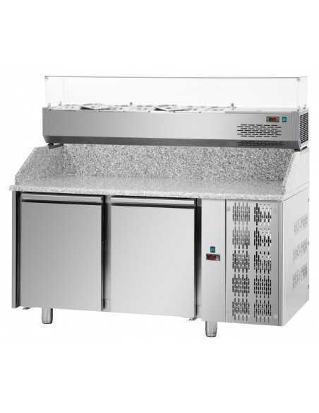 Banco pizza 2 porte - Vetrina - cm 161 x 80 x 149/156 h Banco pizza 2 porte - Vetrina - cm 161 x 80 x 149/156 h