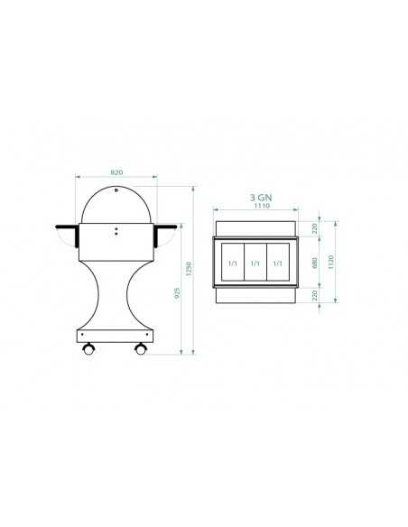 Carrello refrigerato - Legno multistrato - Cupola - cm 111 x 112 x 125 h