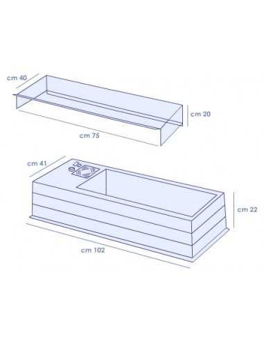 Ingredient display case - Cm 102 x 41 x 22 h