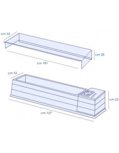 Vetrina porta ingredienti - Cm 127 x 33 x 23 h
