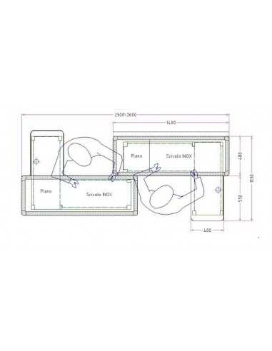 Banco cassa statico - Doppio modulo - cm 260