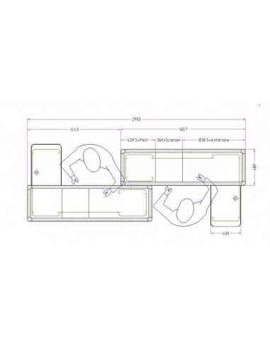 Banco cassa statico - Doppio modulo - cm 290