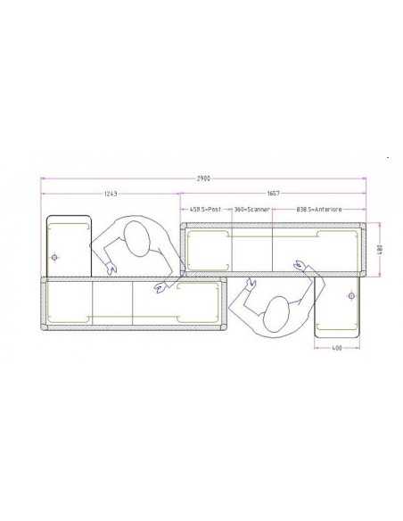 Banco cassa statico - Doppio modulo - cm 290