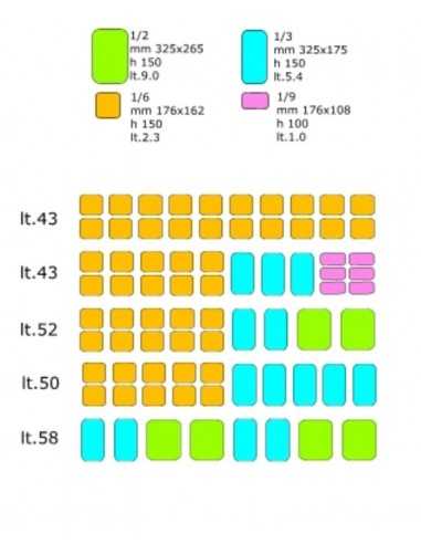 Vitrina de ingredientes - cm 210 x 41 x 22 h