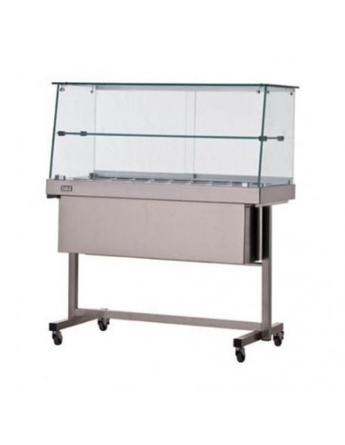 Hot showcase - Trolley - shelf - Straight glass - cm 80 x 53 x 135h