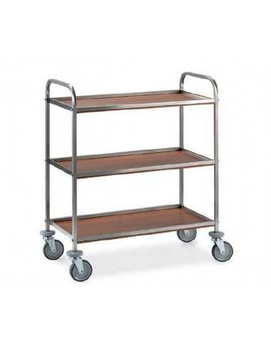 Service trolley - Piani in nobilitato - Colore Rovere - cm 101 x 52 x 103 h