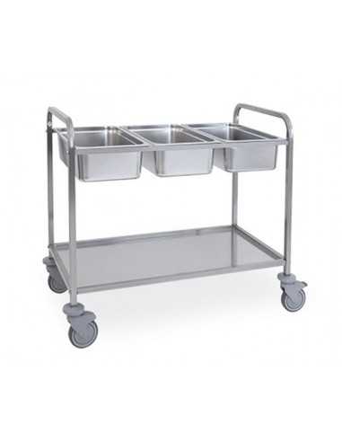 Carrello di servizio - Struttura acciaio inox - N. 3 x GN - cm 112 x 62 x 94 h