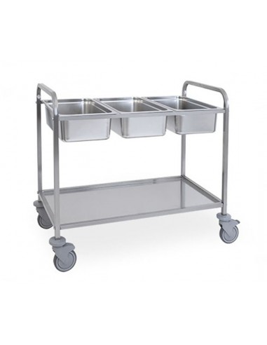 Service trolley - Stainless steel structure - N. 3 x GN - cm 112 x 62 x 94 h