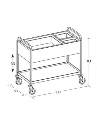 Service trolley - Stainless steel - cm 117x63x94h