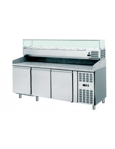 Mostrador para pizza de 3 puertas - Vitrina - cm 202 x 80 x 105 h
