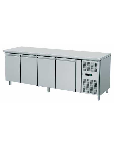 Tavolo refrigerato - Temperatura positiva -  N.4 porte - cm 223 x 70 x H 85