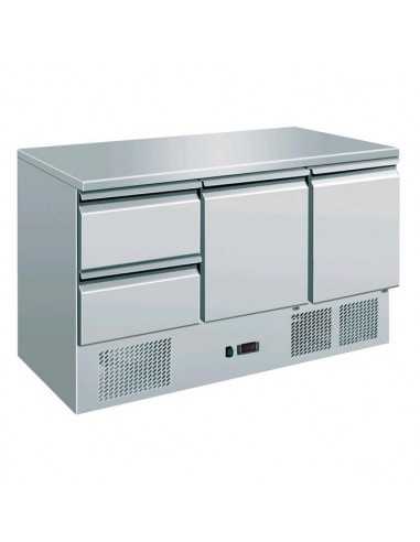 Saladette refrigerata - N.2 porte - N.2 cassetti - cm 136.5 x 70 x 85 h