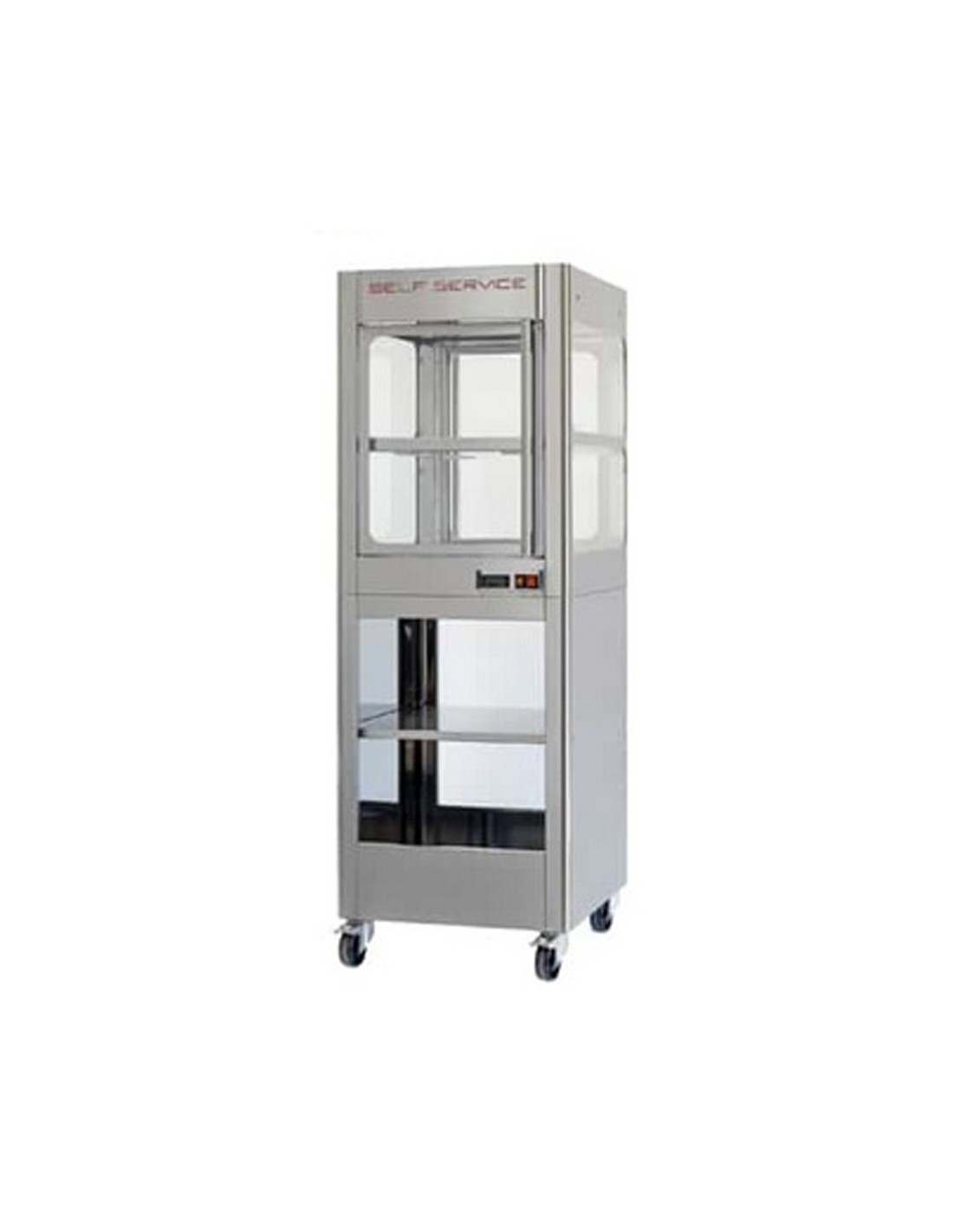 Stainless steel cabinet with wheels and with intermediate shelf for mod. tcr 1 - dimensions: cm l 62,9 x p 71,3 x 97,6 h