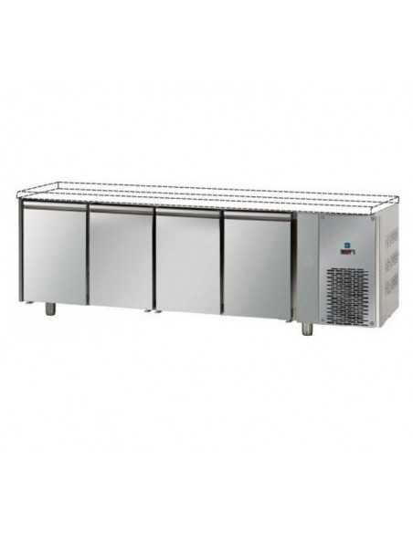 Negative-pressure table without top, with 4 doors - Temperature +0° +10°C - cm 232 x 71.5 x 85/92 h