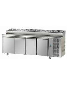 Refrigerated table with 12 bins and 4 doors - Temperature...