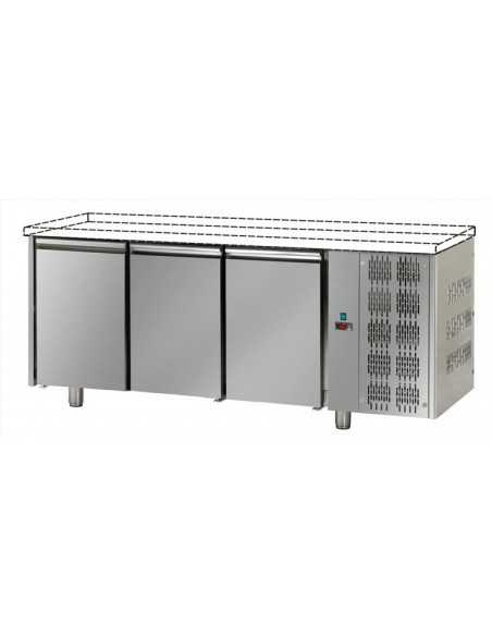Countertop-less refrigerated table with 3 doors - Temperature +0° +10°C - cm 215 x 80 x 80/87 h