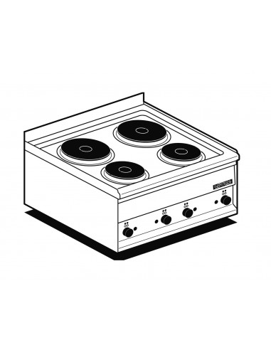 Cocina eléctrica - N. 4 placas redondas - Trifasico - cm 60 x 50 x 29 h