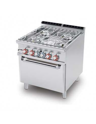 Cucina acqua a gas - N. 4 fuochi - Forno a gas statico - cm 80 x 70,5 x 90 h