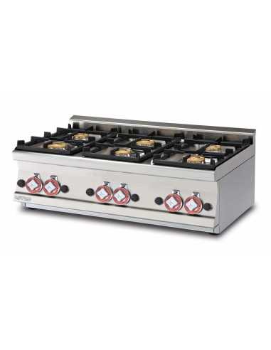 Professional gas range - N. 6 burners - cm 100...