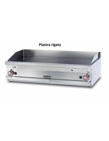 Fry top a gas - Piastra rigata - cm 120 x 70,5 x 28 h