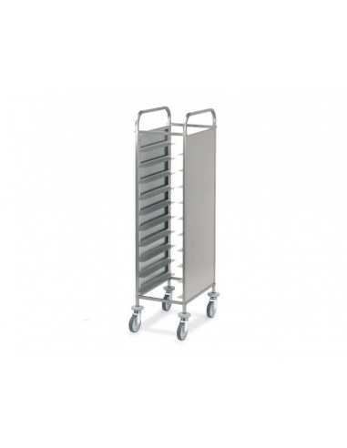 Carrello portavassoi - Pannelli laterali - N.10 x EN (cm 53 x 37) - cm 49 x 60 x 150h