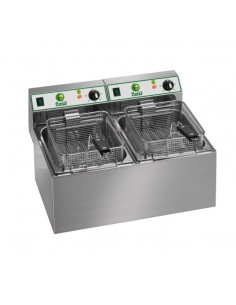 Electric fryer - tank liters 10 + 10 - basket kg 1 + 1 - capacity oil lt 8 + 8 -size cm 56.5 x 49 x 36.5 h