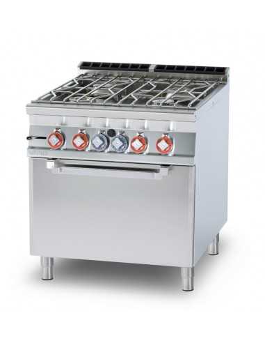 Cucina acqua a gas - N. 4 Fuochi - Forno a gas statico - cm 80 x 90 x 90 h