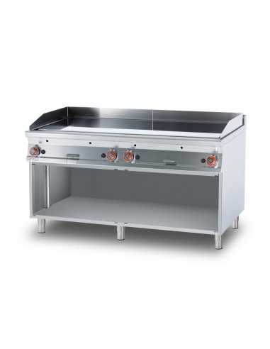 Fry top a gas  - Piastra liscia al cromo - cm 160 x 90 x 90 h