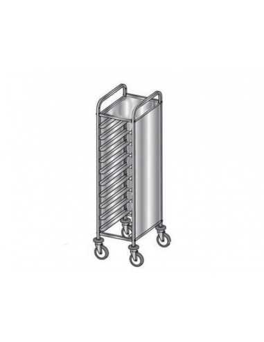 Carrello portavassoi - Pannelli lamiera - N. 10 x GN 1/1 - cm 45 x 60 x 150 h