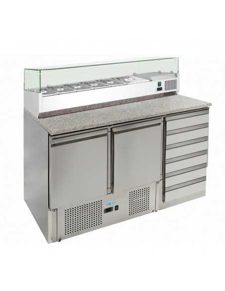 Pizza counter 2 doors and drawers - Display cabinet - cm 142 x 70 x 145.5 h Pizza counter 2 doors and drawers - Display cabinet - cm 142 x 70 x 145.5 h