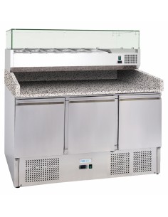 Pizza / saladette counter - n. 3 doors +vetrina brings ingredients - energy class and - cm 140 x 70 x 145.5 h