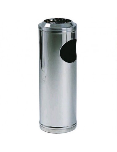 Waste ashtray - Stainless steel - Chrome mesh cover - cm Ø 20 x 60 h