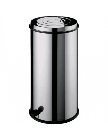 Round dustbin - Stainless steel - Internal basket - With pedal - Capacity  40 lt - cm Ø 32 x 74 h