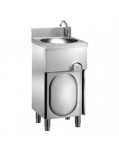 Lavamani-  Acciaio inox - Mobile con porte a battente - Comando a ginocchio - cm 40 x 40x 85h