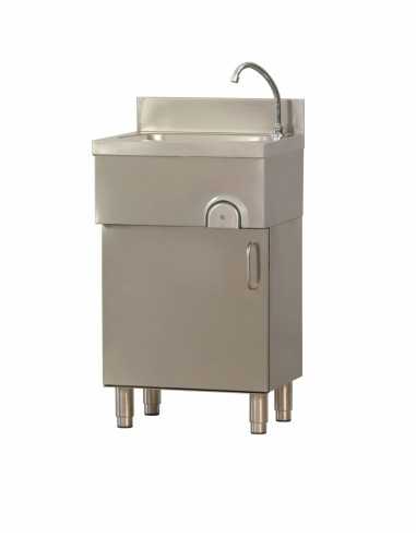 Lavamani- Acciaio inox - Mobile con porte a battente - Comando a ginocchio - cm 50 x 40x 85h