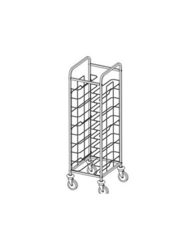 Tray trolley - Steel wire guide - N. 10 (53 x max.39 cm)-  cm 52 x 60 x159 h