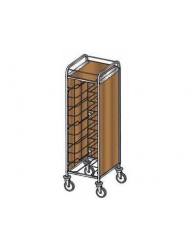 Trays trolley - 3 lados paneles de roble - N. 10 (53 x max.39 cm)- cm 52 x 60 x 159h