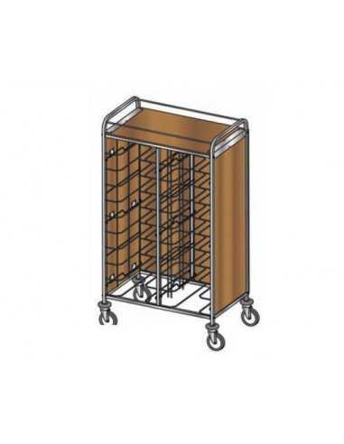 Trays trolley - 3 lados paneles de roble - N. 20 (53 x max.39 cm)- cm 95 x 60 x 159h