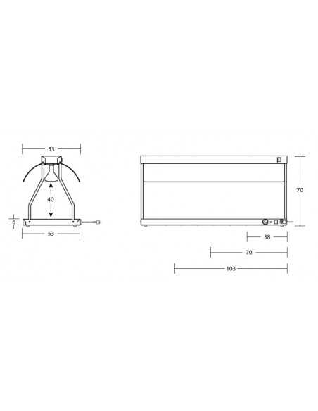 Piano caldo - Raggi infrarossi - N. 3 lampade - cm 103 x 53 x 70 h