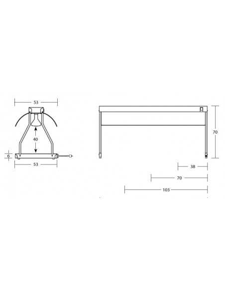 Lampada raggi infrarossi - N. 3 lampade - cm 103 x 53 x 70 h
